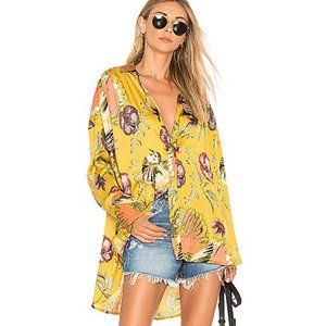 Silky Nights Button Down In Mustard